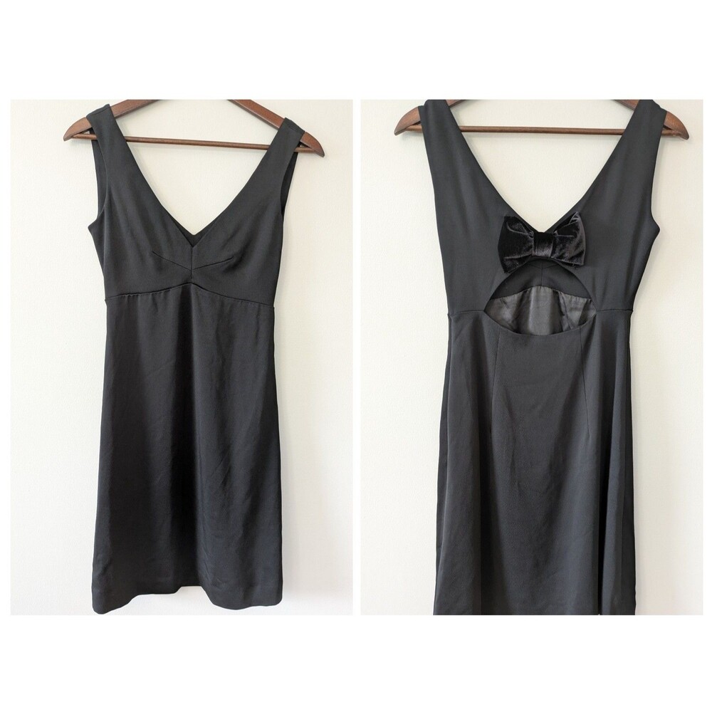 Kate Spade Dress Crepe Bow Back Mini Babydoll Black Classic Date Night Party 2